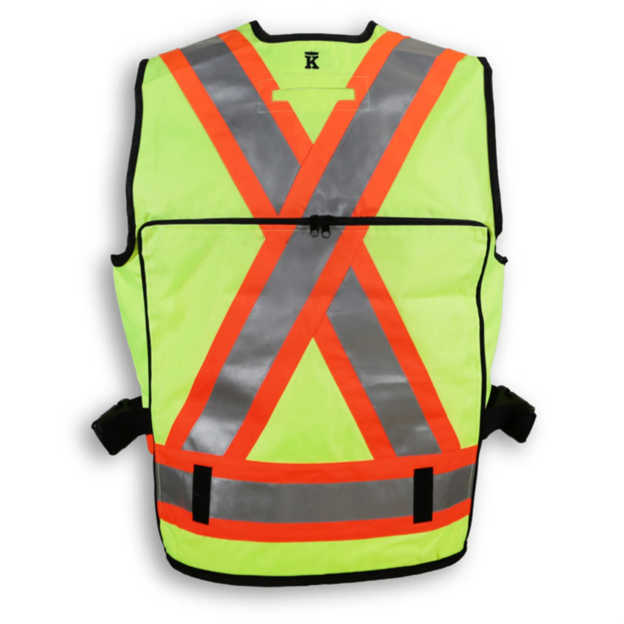 Big K Men's Polyester Supervisor Vest with Roll Down Mesh Back for Ventilation - CSA Approved, 3M Reflective Tape, Multiple Pockets | Sizes: S-5XL