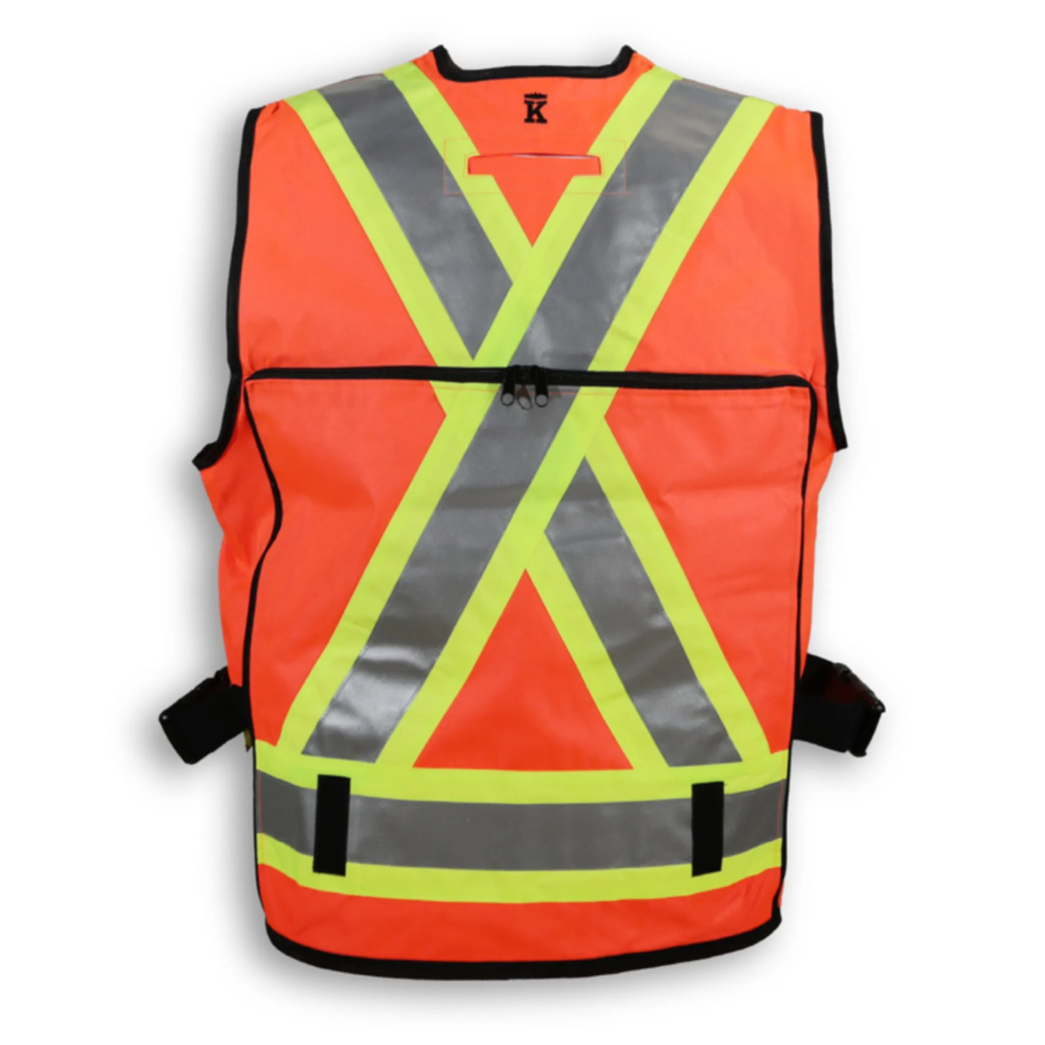 Big K Men's Polyester Supervisor Vest with Roll Down Mesh Back for Ventilation - CSA Approved, 3M Reflective Tape, Multiple Pockets | Sizes: S-5XL