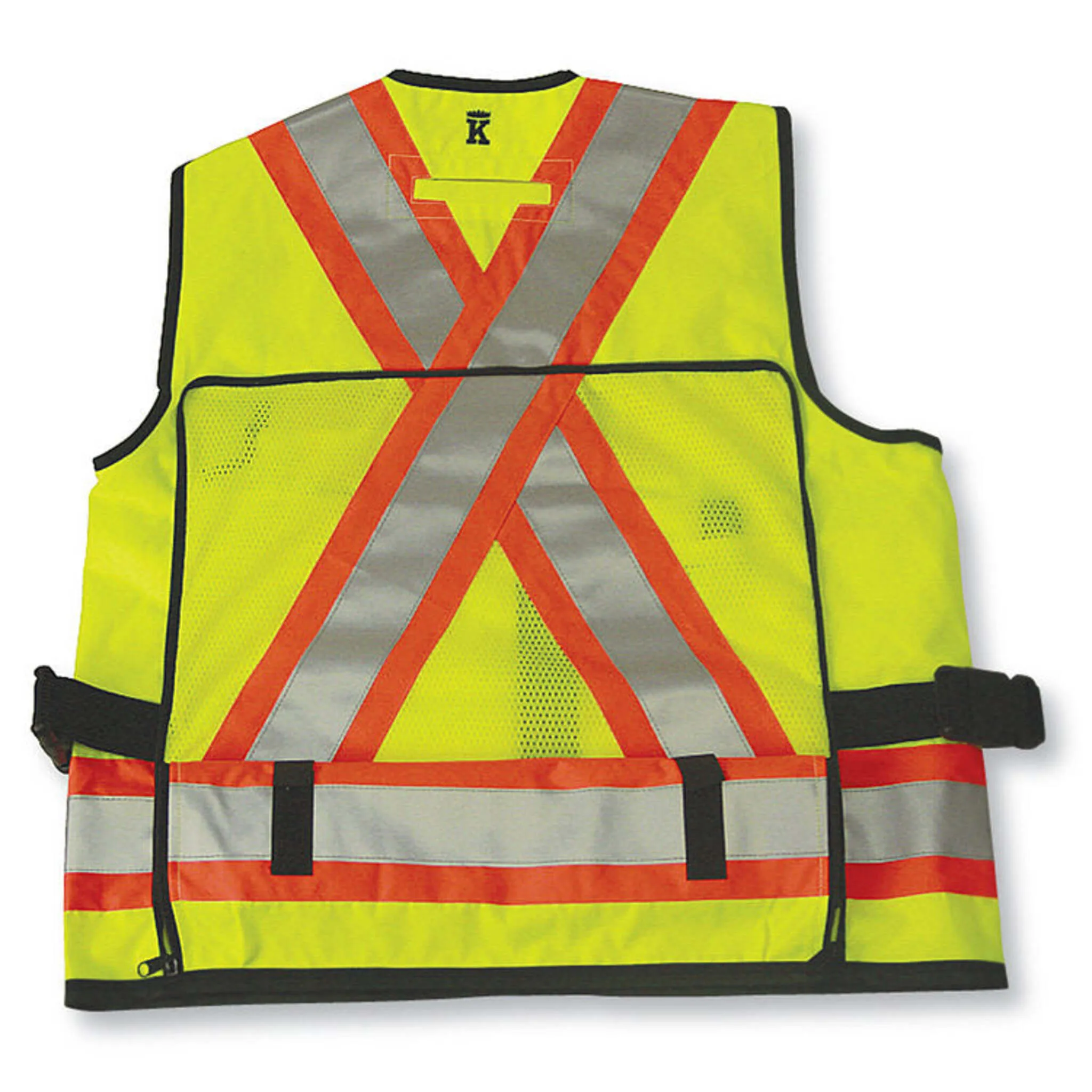 Big K Men's Polyester Supervisor Vest with Roll Down Mesh Back for Ventilation - CSA Approved, 3M Reflective Tape, Multiple Pockets | Sizes: S-5XL