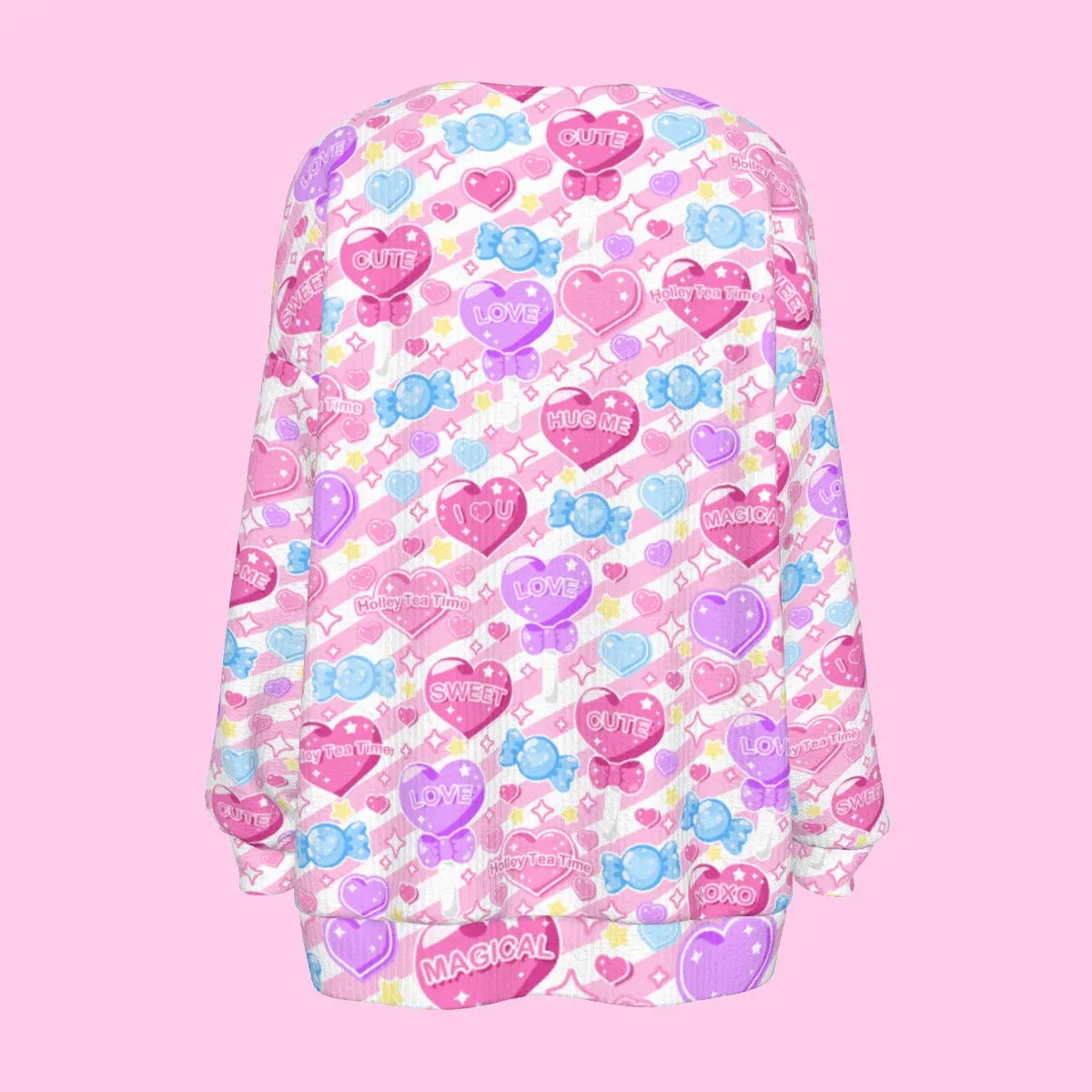 Candy Love Hearts (Colorful Cutie) Women's Open Front Cardigan