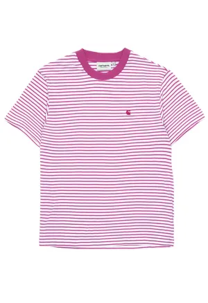 Carhartt WIP Women's Coleen T-Shirt - Coleen Stripe, White / Magenta