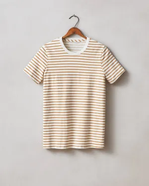 Classic Cotton Crew Tee Striped - Cashew Stripe