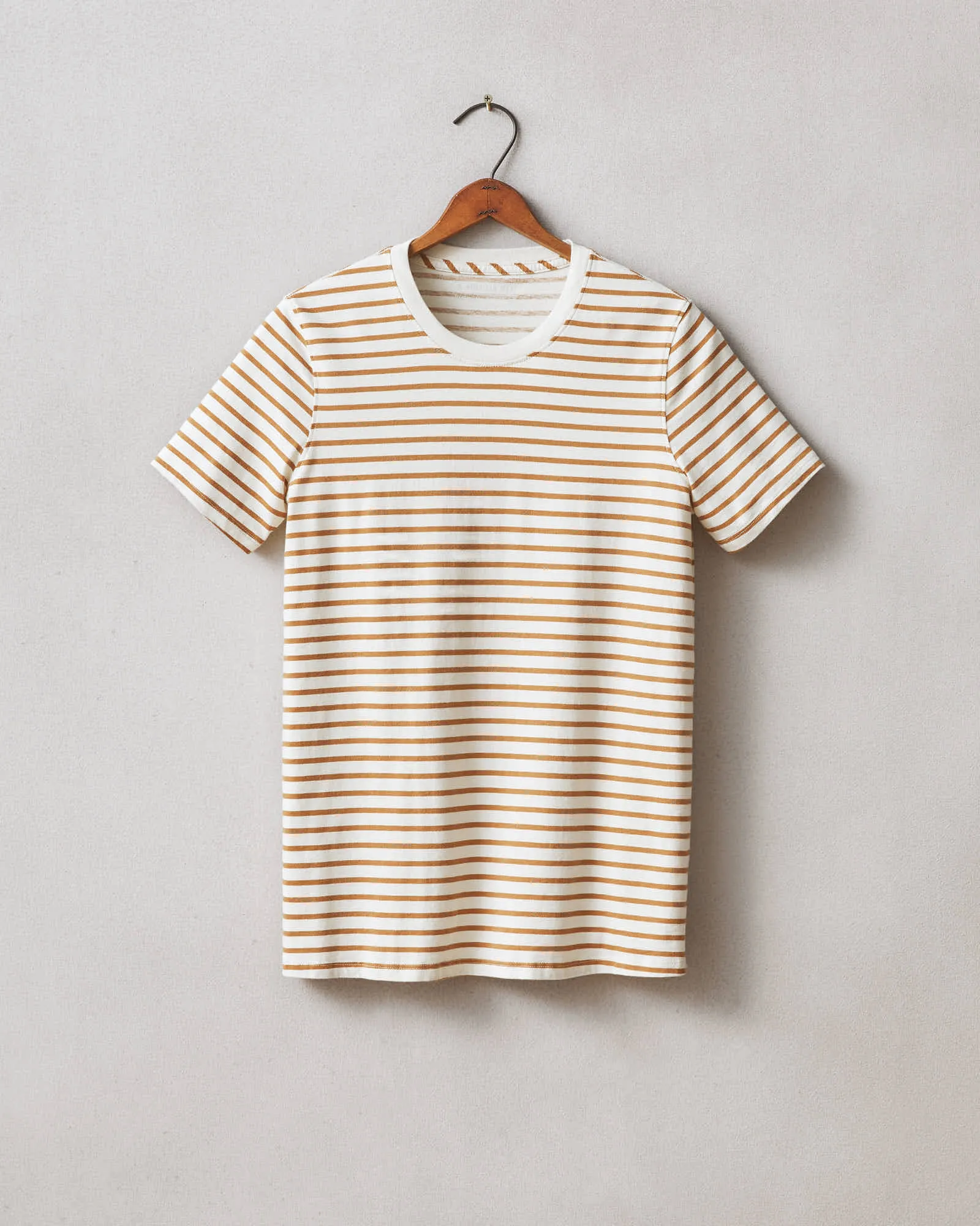 Classic Cotton Crew Tee Striped - Cashew Stripe