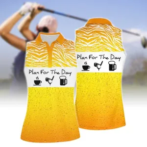 Coffee Beer Golf Plan For The Day Women Short Sleeve Polo Shirt, Sleeveless Polo Shirt