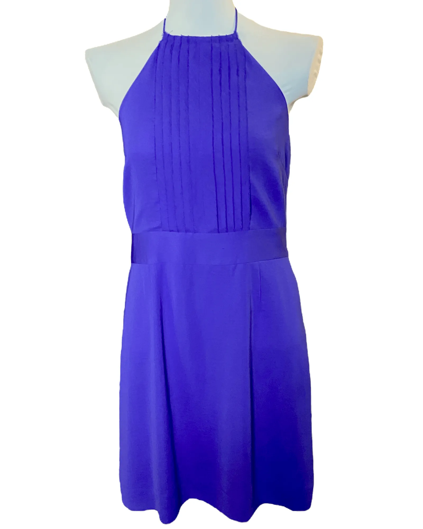 Cool Winter Violet Tuxedo Pleated Halter Dress