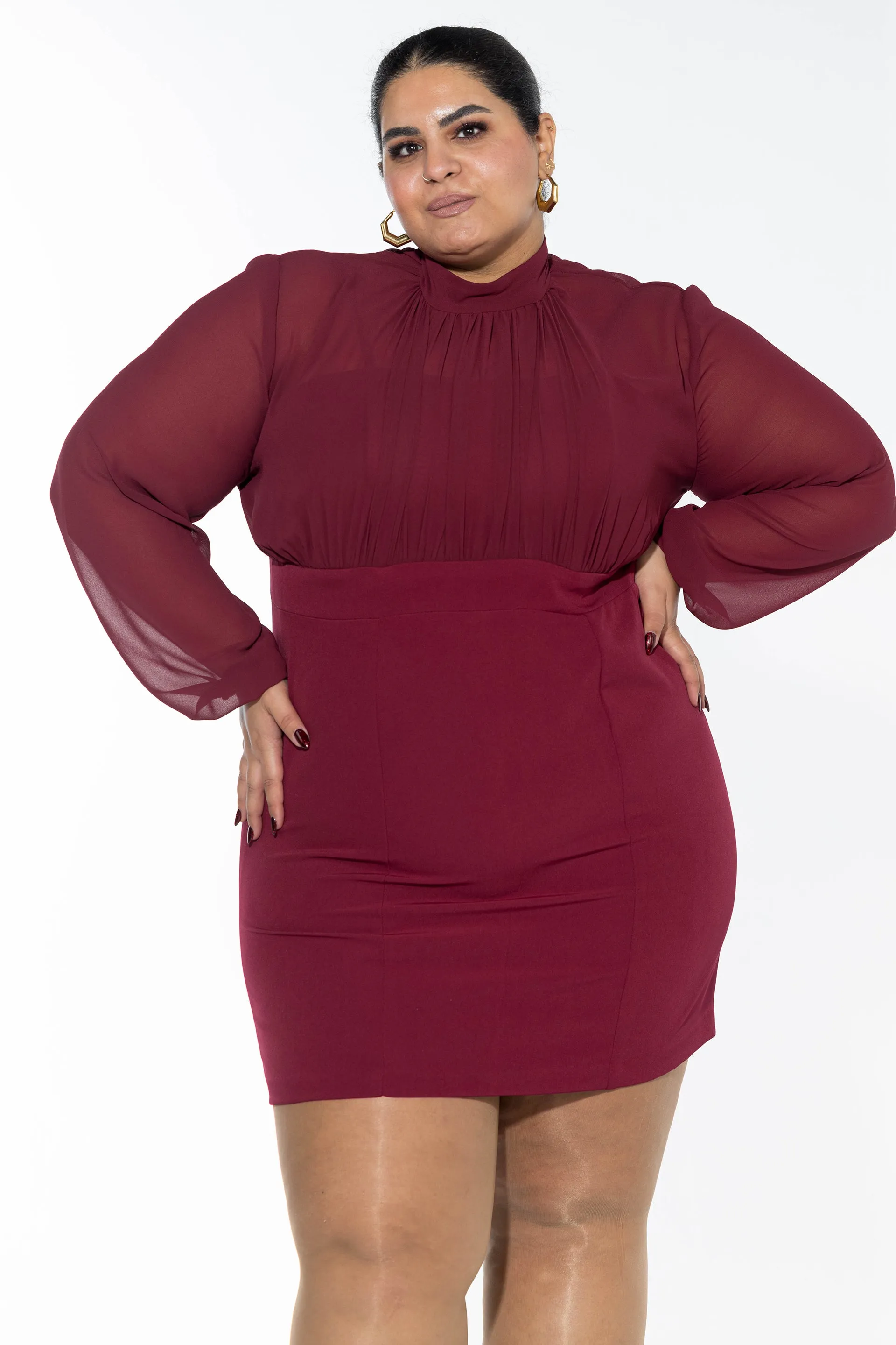 Crimson Bloom Dress - Maroon