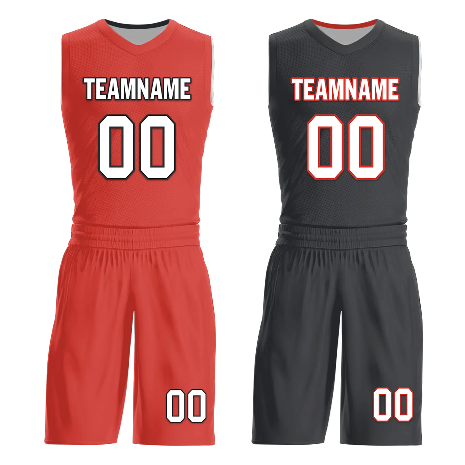 Custom Red Black Classic Style Reversible Basketball Uniform Personalized BBJR-D017038