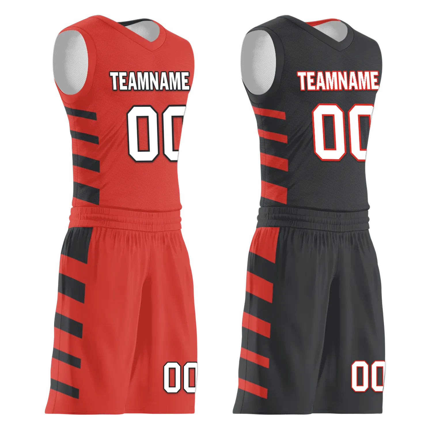 Custom Red Black Classic Style Reversible Basketball Uniform Personalized BBJR-D017038