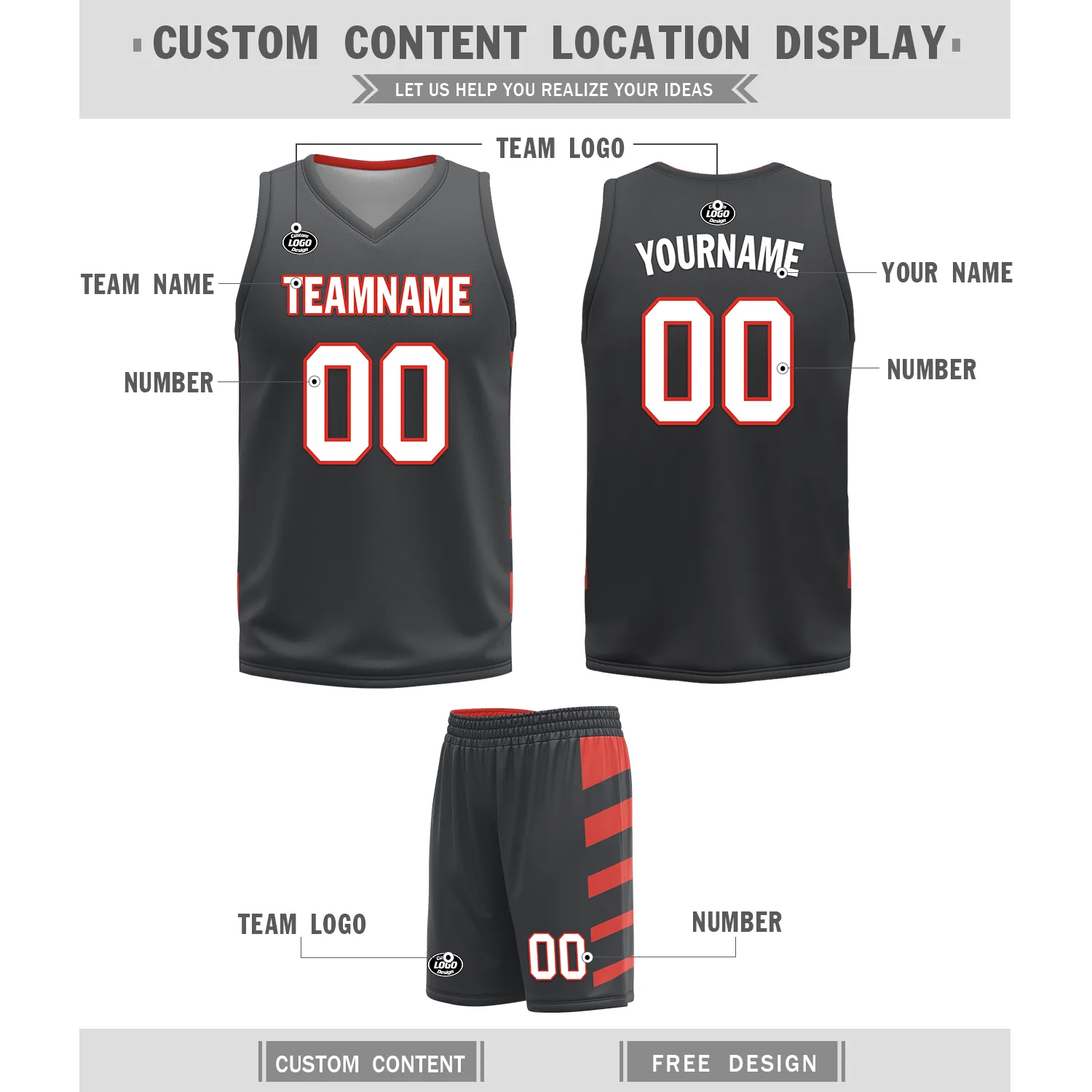 Custom Red Black Classic Style Reversible Basketball Uniform Personalized BBJR-D017038