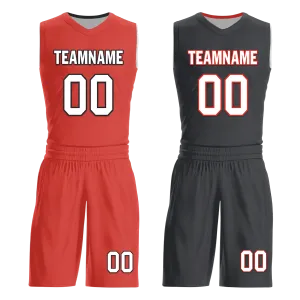 Custom Red Black Classic Style Reversible Basketball Uniform Personalized BBJR-D017038