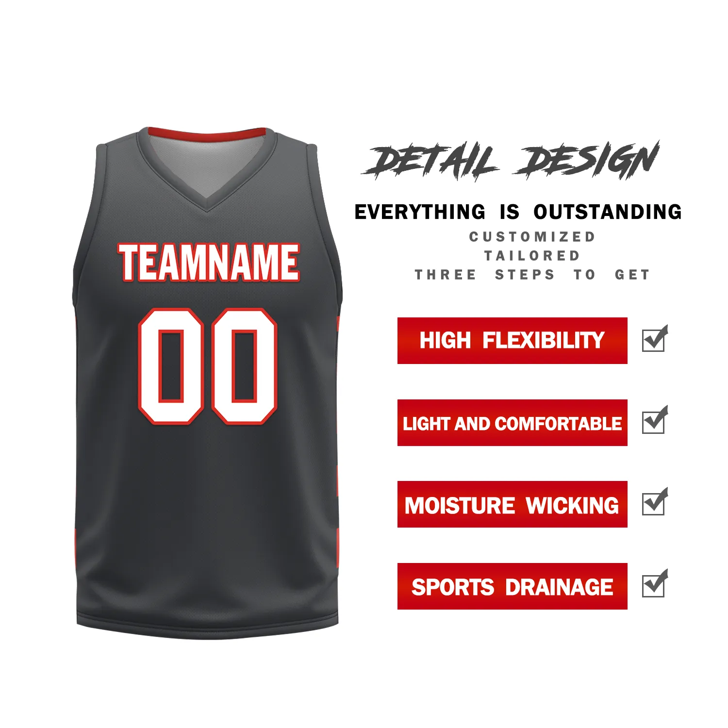 Custom Red Black Classic Style Reversible Basketball Uniform Personalized BBJR-D017038