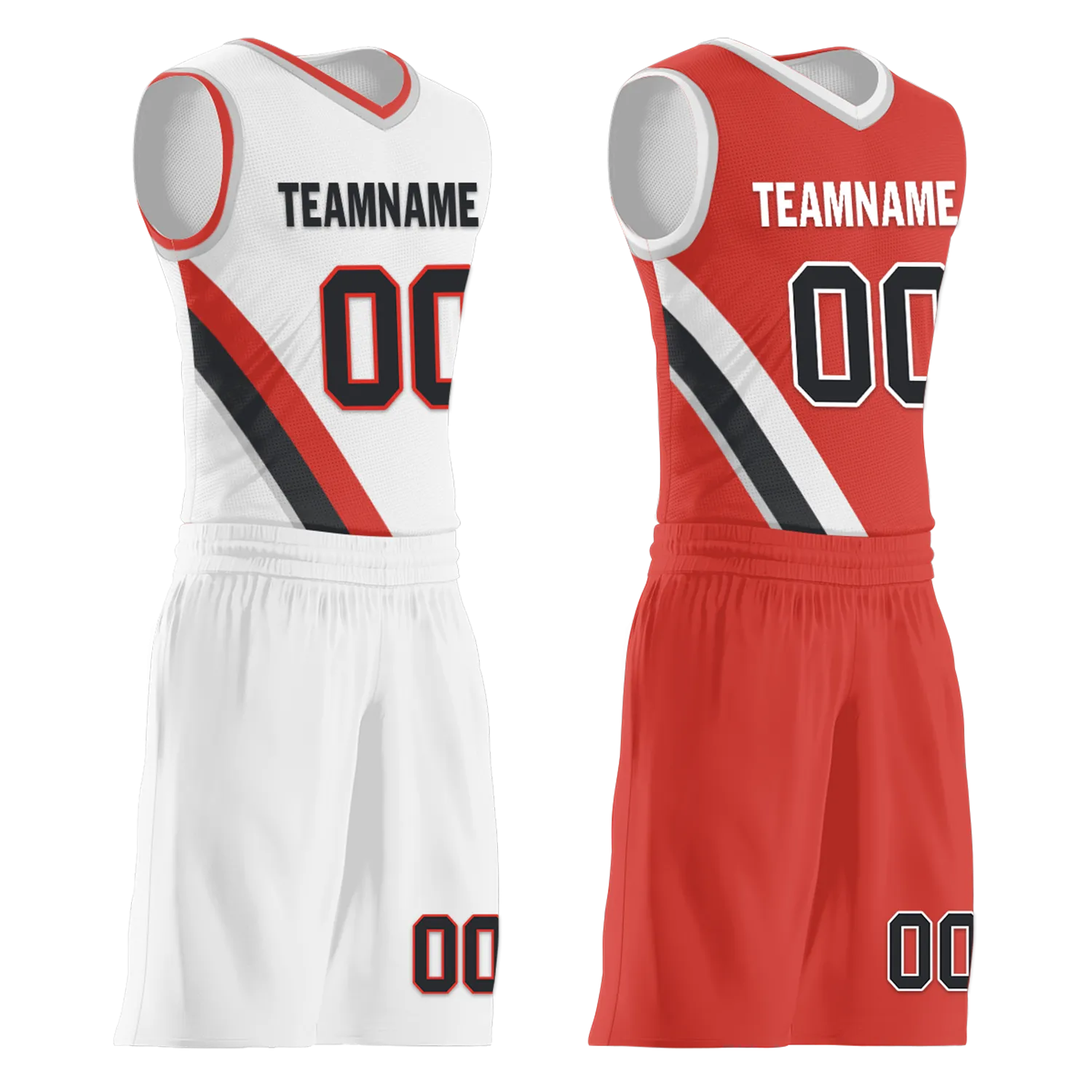 Custom White Red Classic Style Reversible Basketball Uniform Personalized BBJR-D017037