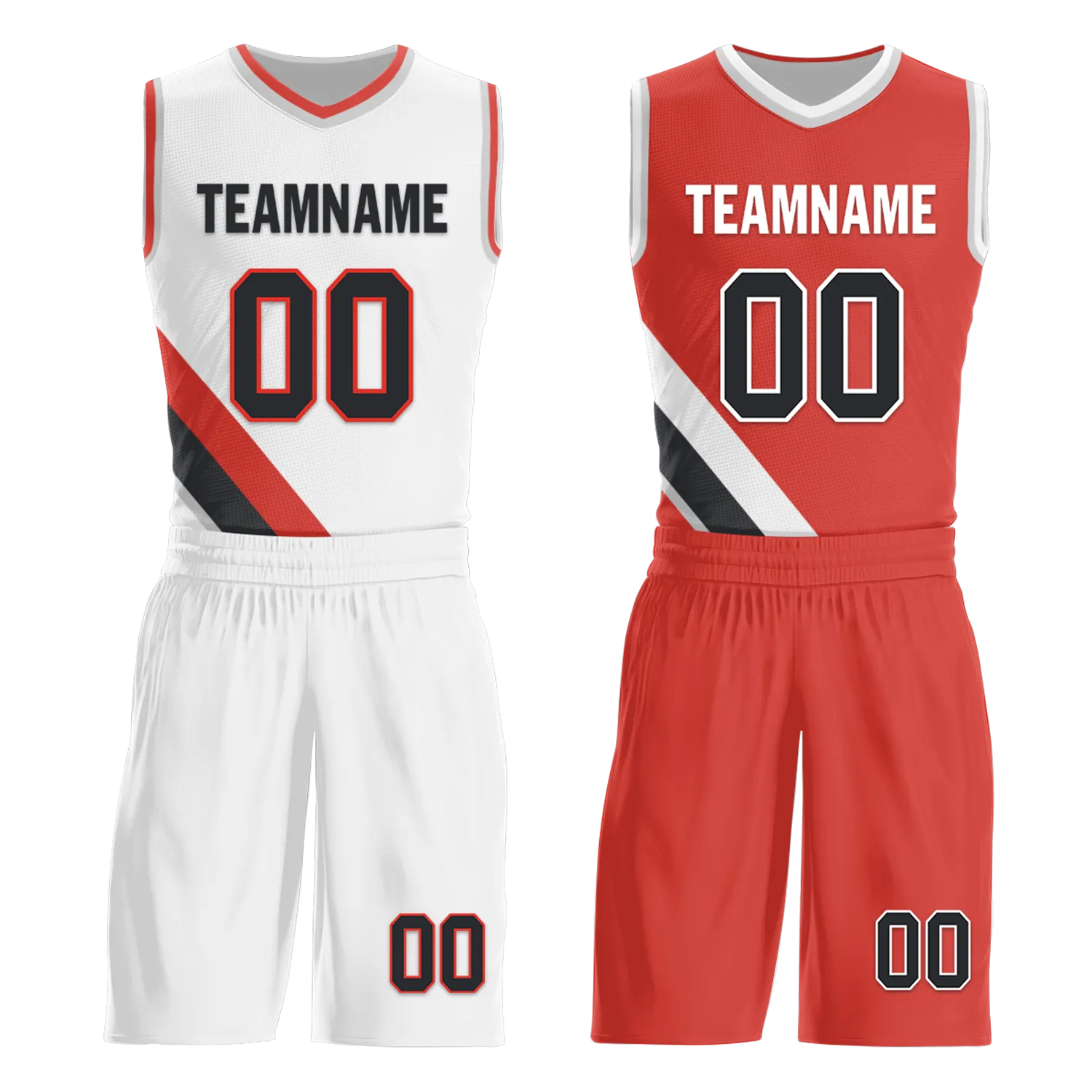 Custom White Red Classic Style Reversible Basketball Uniform Personalized BBJR-D017037