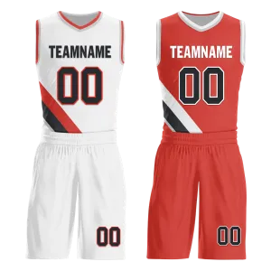 Custom White Red Classic Style Reversible Basketball Uniform Personalized BBJR-D017037