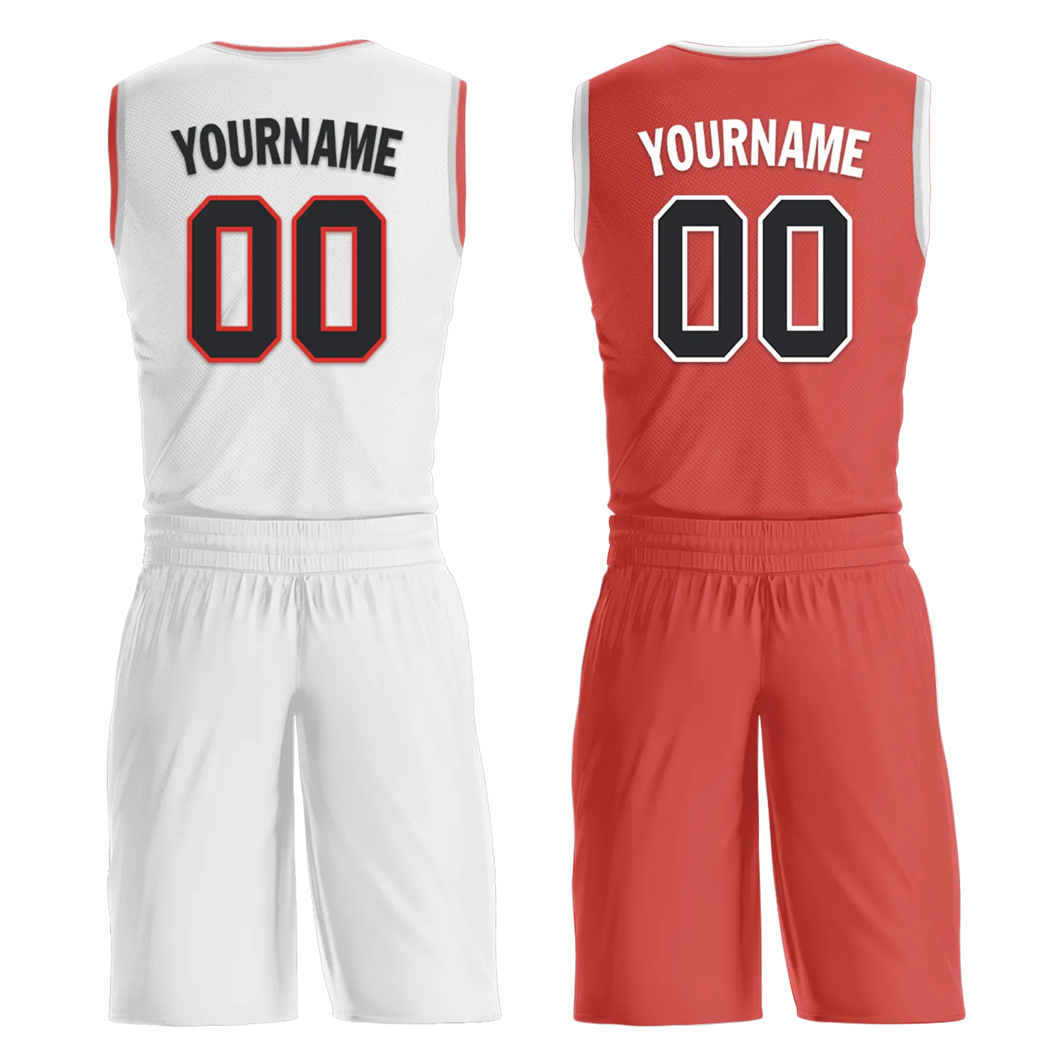 Custom White Red Classic Style Reversible Basketball Uniform Personalized BBJR-D017037