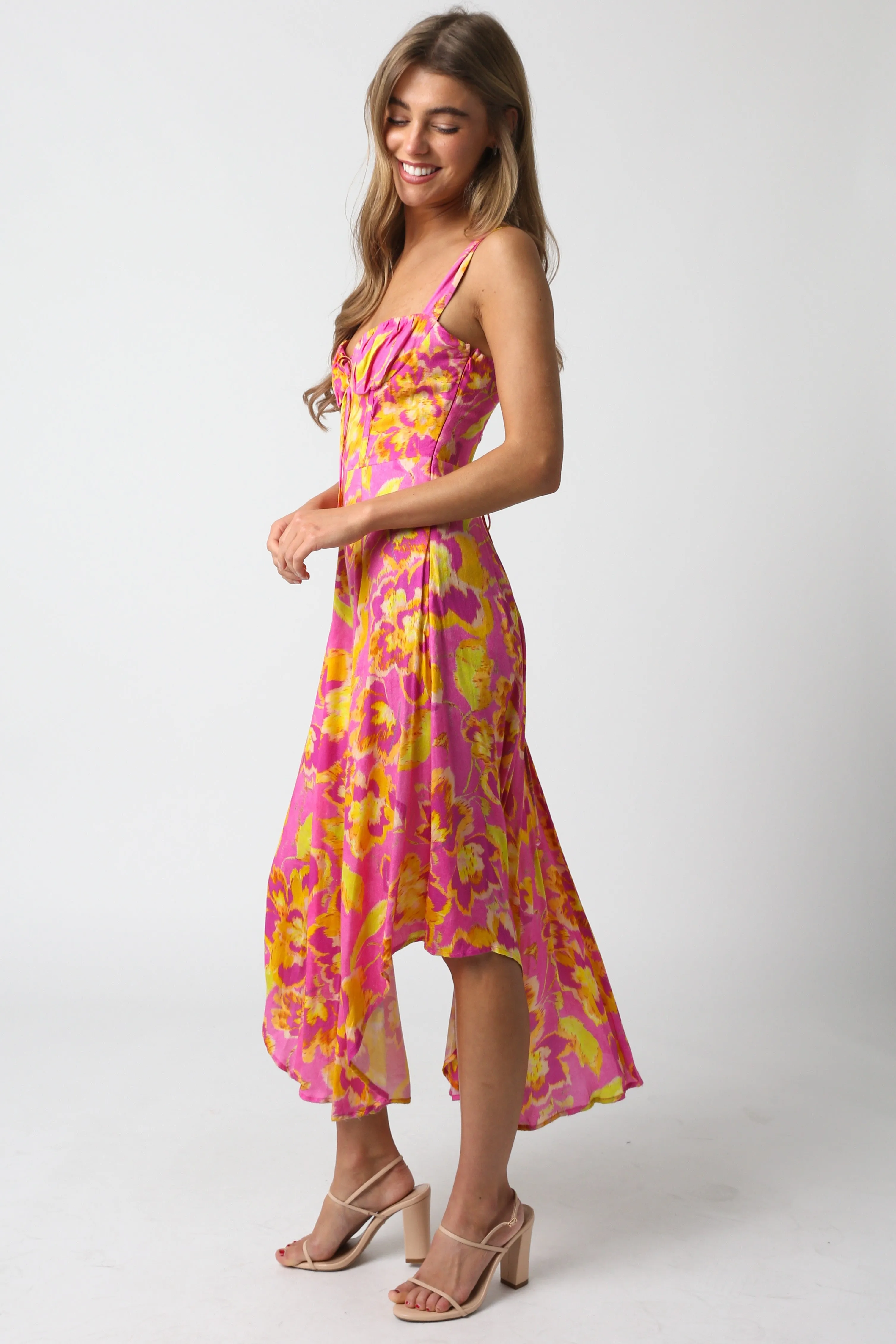 Floral Sunset Midi Dress Pink