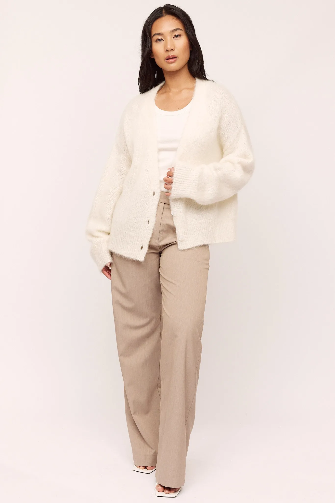 Florie Brushed Cardigan - Creme