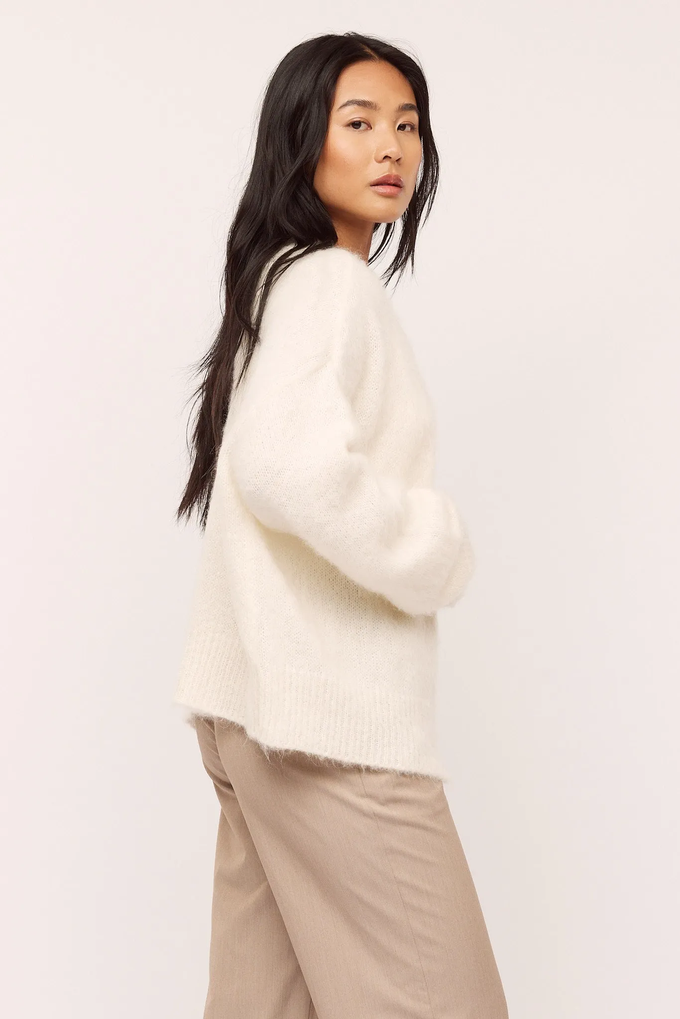 Florie Brushed Cardigan - Creme