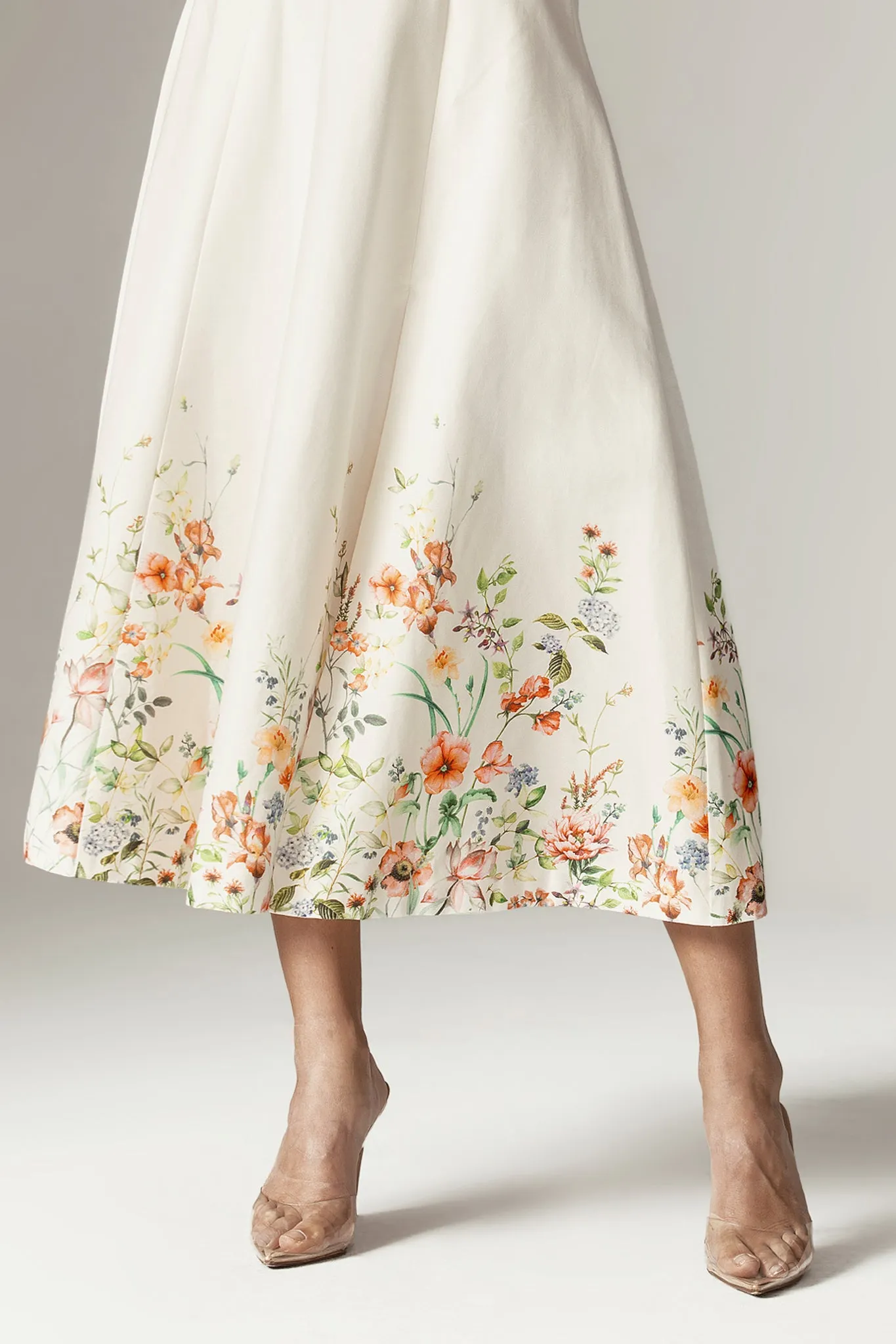 Jacquelyn Puff Sleeve Midi Dress (Floral Print)