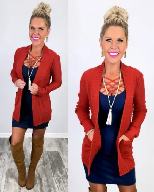 Keep It Cozy Cardigan - Rust