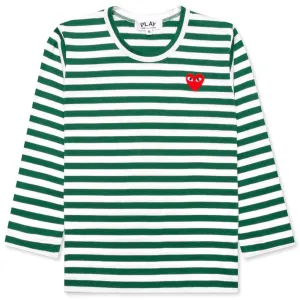 Kid's Striped L/S T-Shirt - Green/White