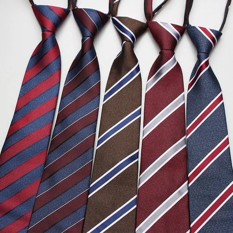 Men's British Zipper Tie Striped Necktie