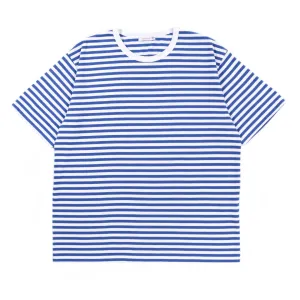 NANAMICA COOLMAX STRIPE JERSEY TEE ROYAL BLUE