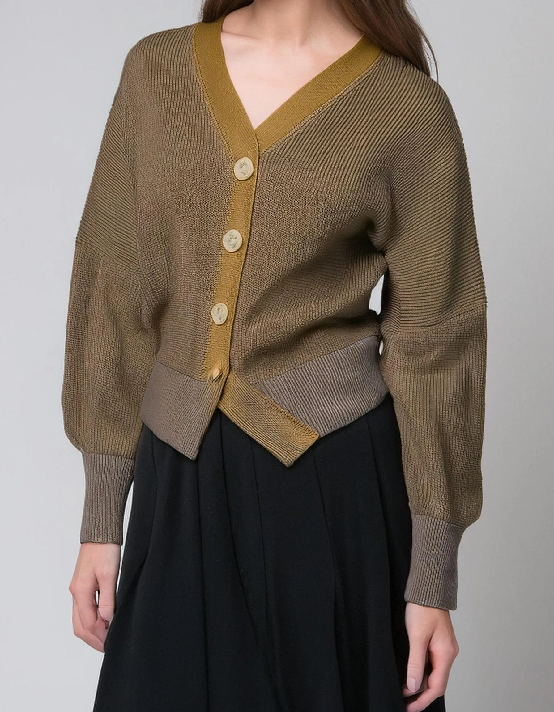 Olive Green Asymmetrical Cardigan