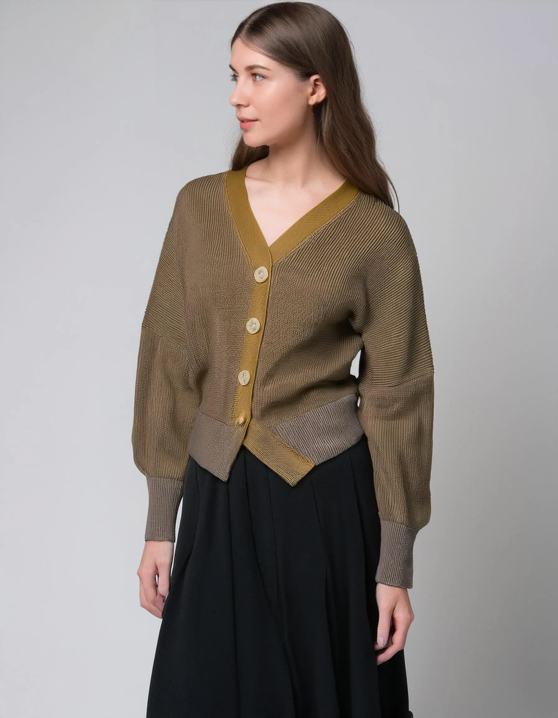 Olive Green Asymmetrical Cardigan