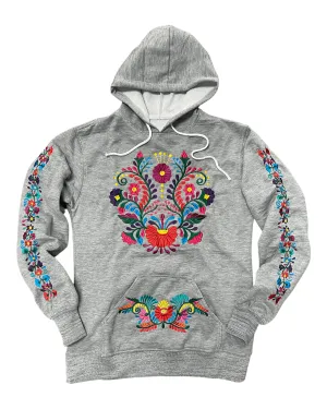 Puebla Embroidered Hoodie Grey