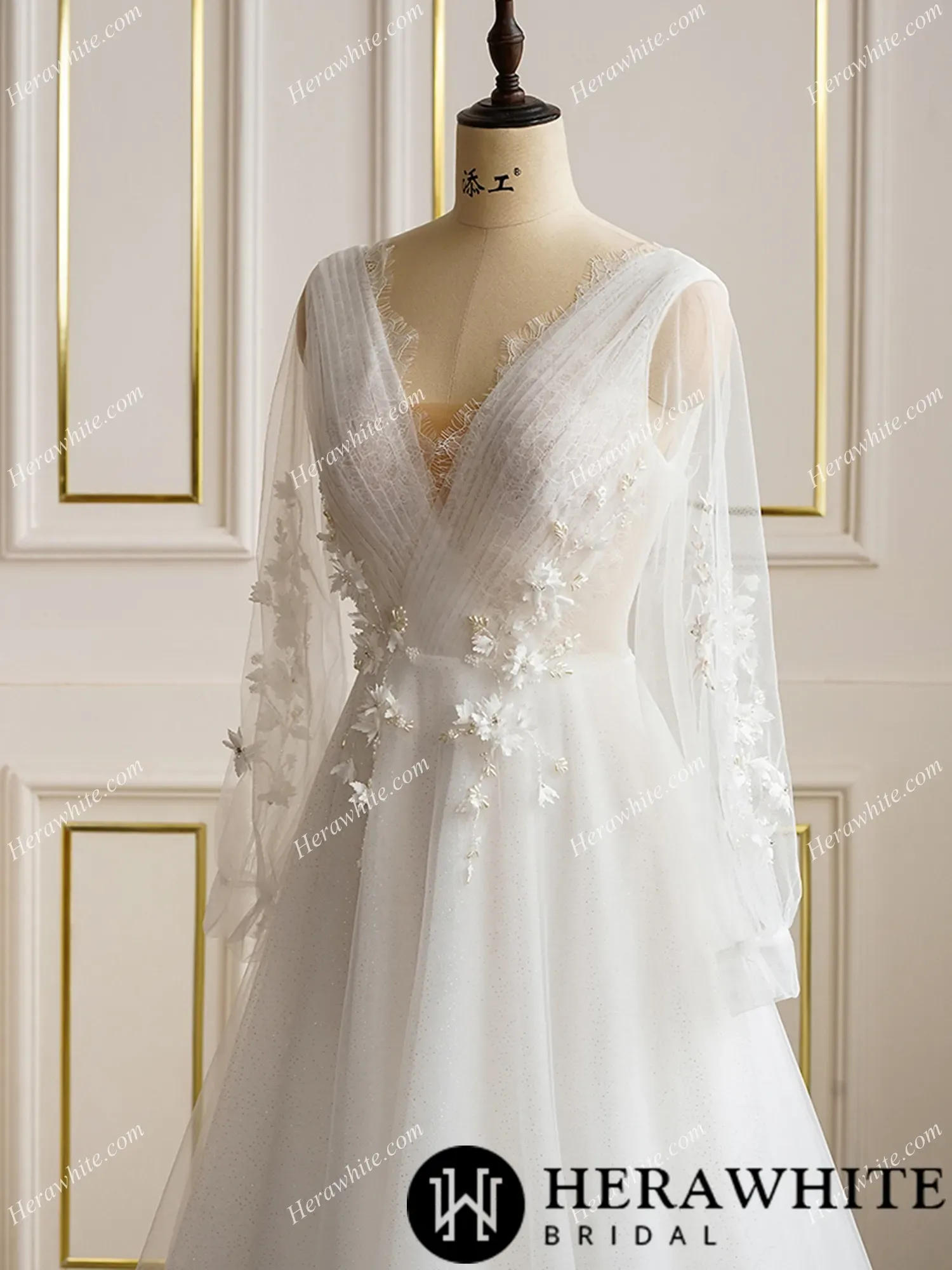 Romantic 3D Flowers Beading Wedding Dress