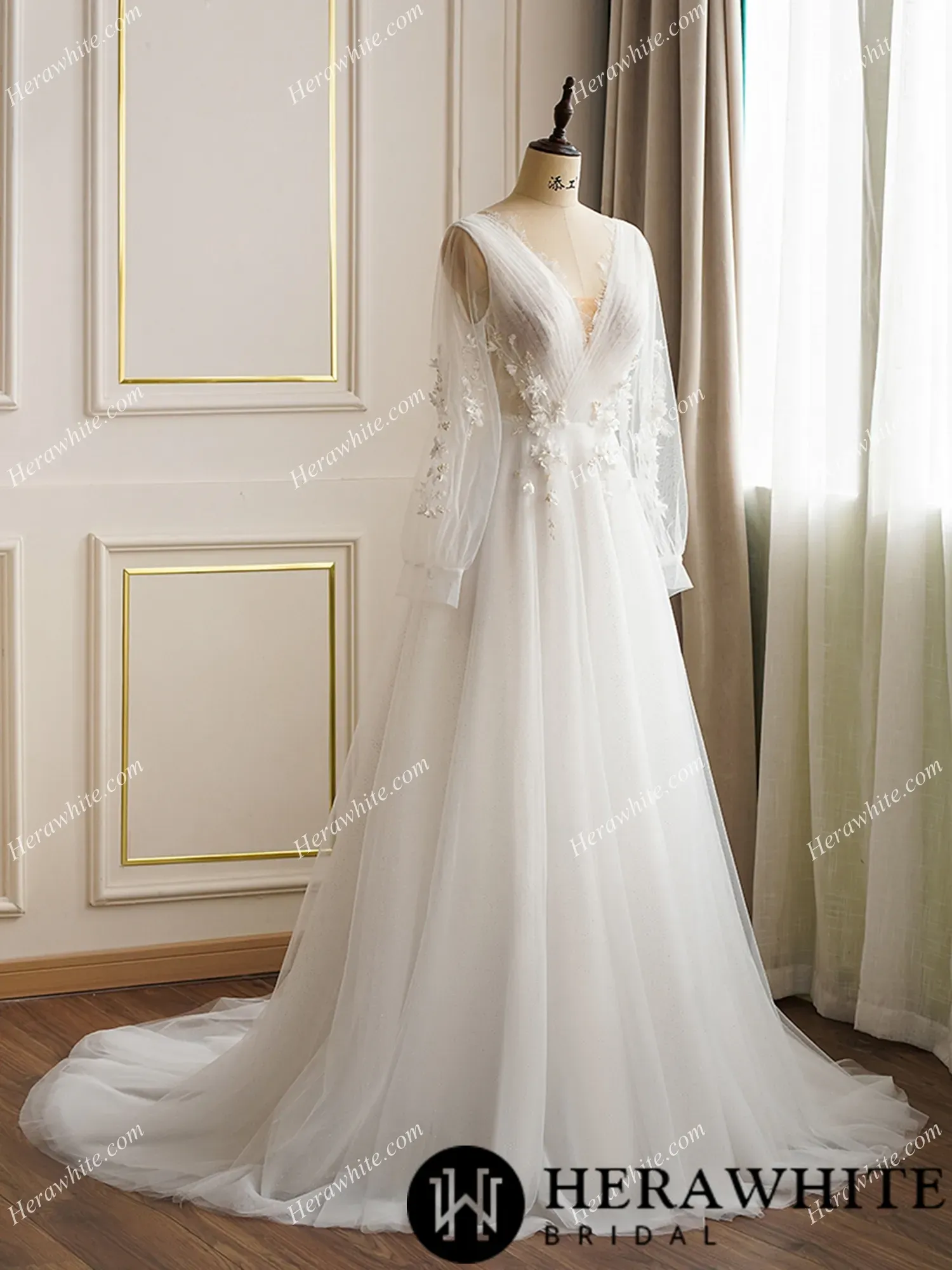 Romantic 3D Flowers Beading Wedding Dress