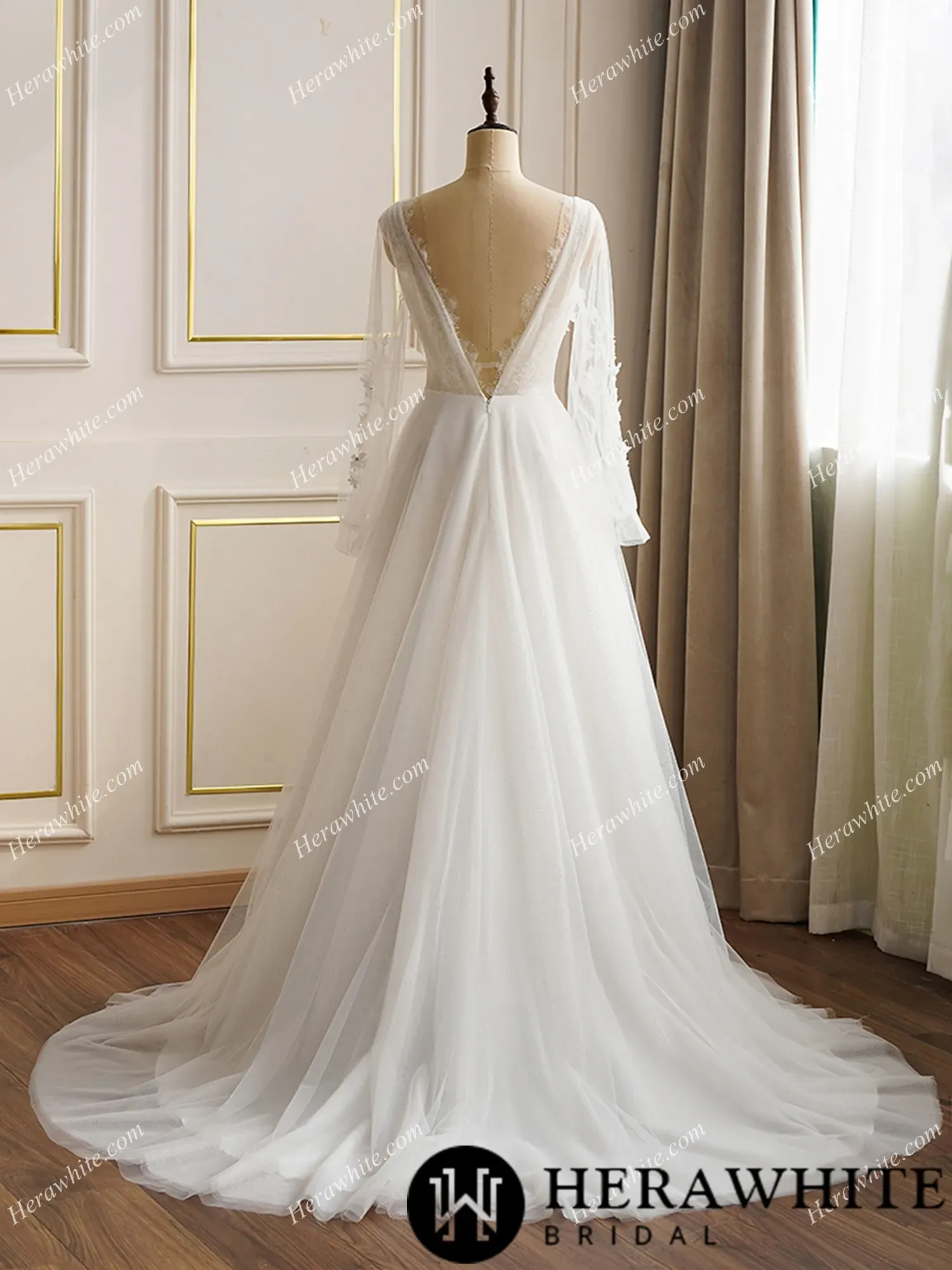 Romantic 3D Flowers Beading Wedding Dress