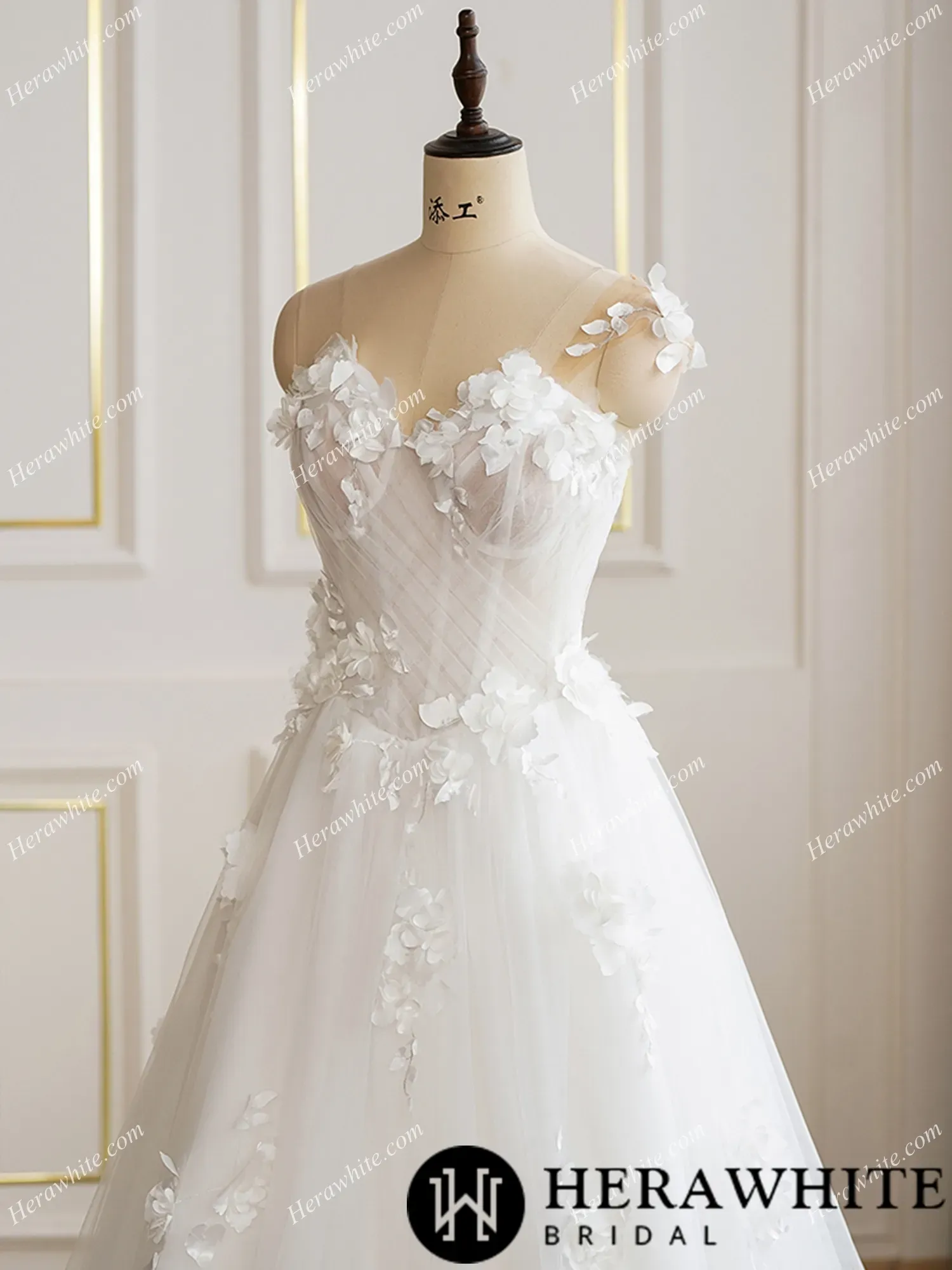 Romantic One Shoulder 3D Flower Wedding Dress