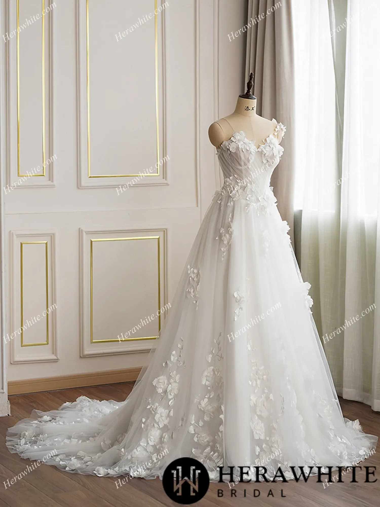 Romantic One Shoulder 3D Flower Wedding Dress