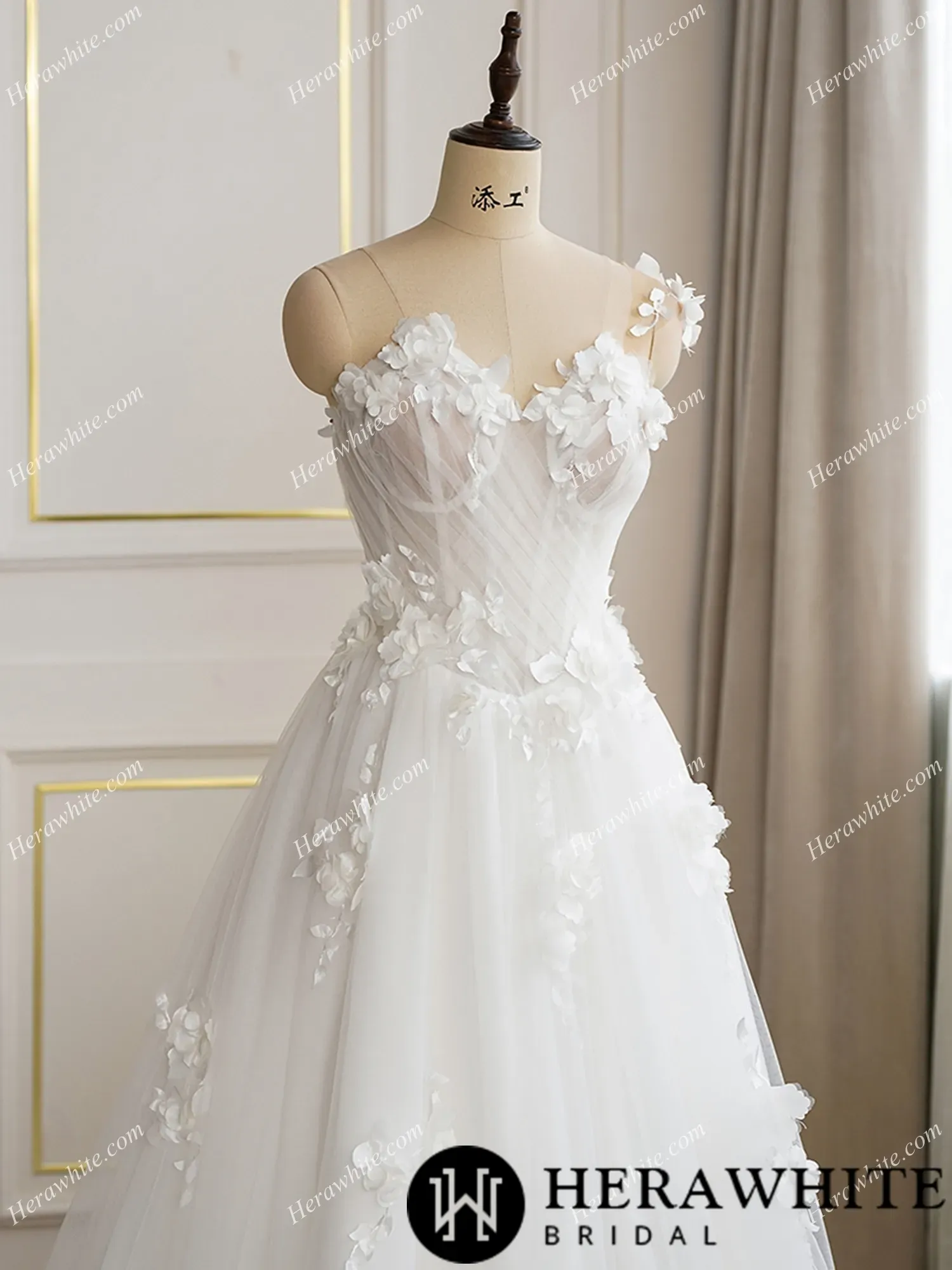 Romantic One Shoulder 3D Flower Wedding Dress