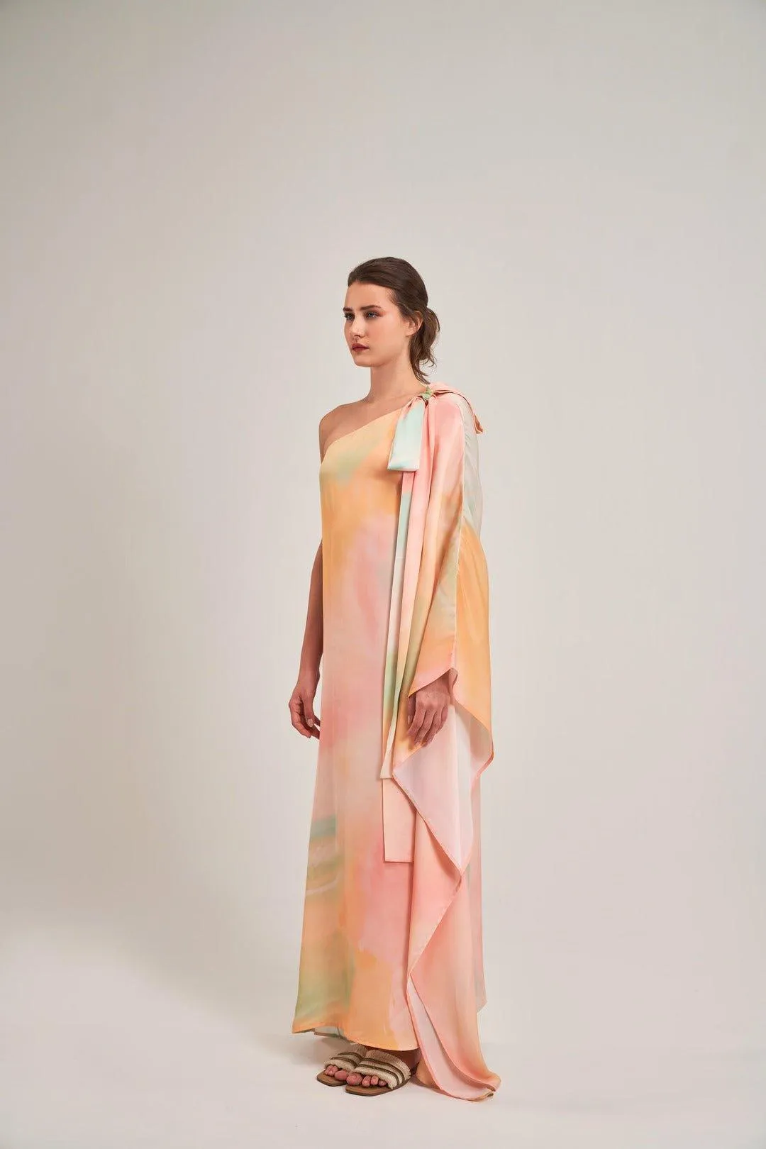 SUNSET ASYMMETRICAL TIE-UP DRESS