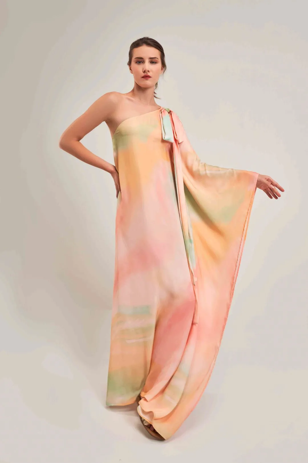 SUNSET ASYMMETRICAL TIE-UP DRESS