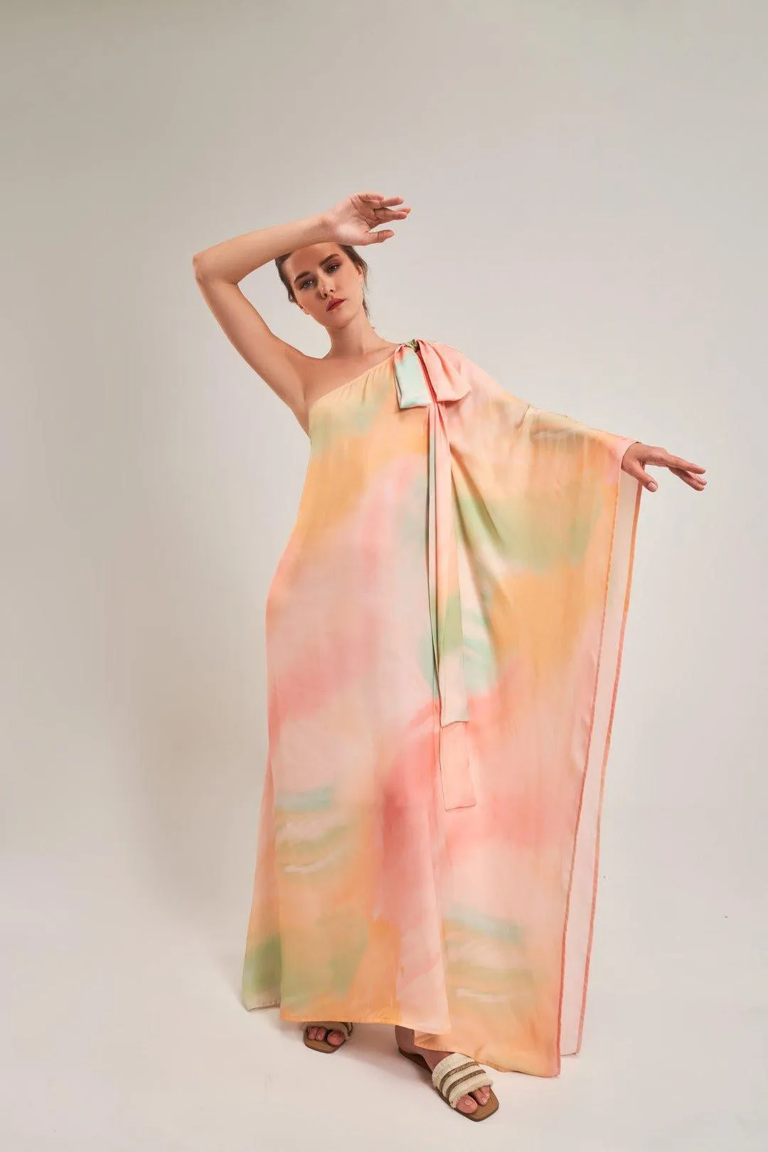 SUNSET ASYMMETRICAL TIE-UP DRESS