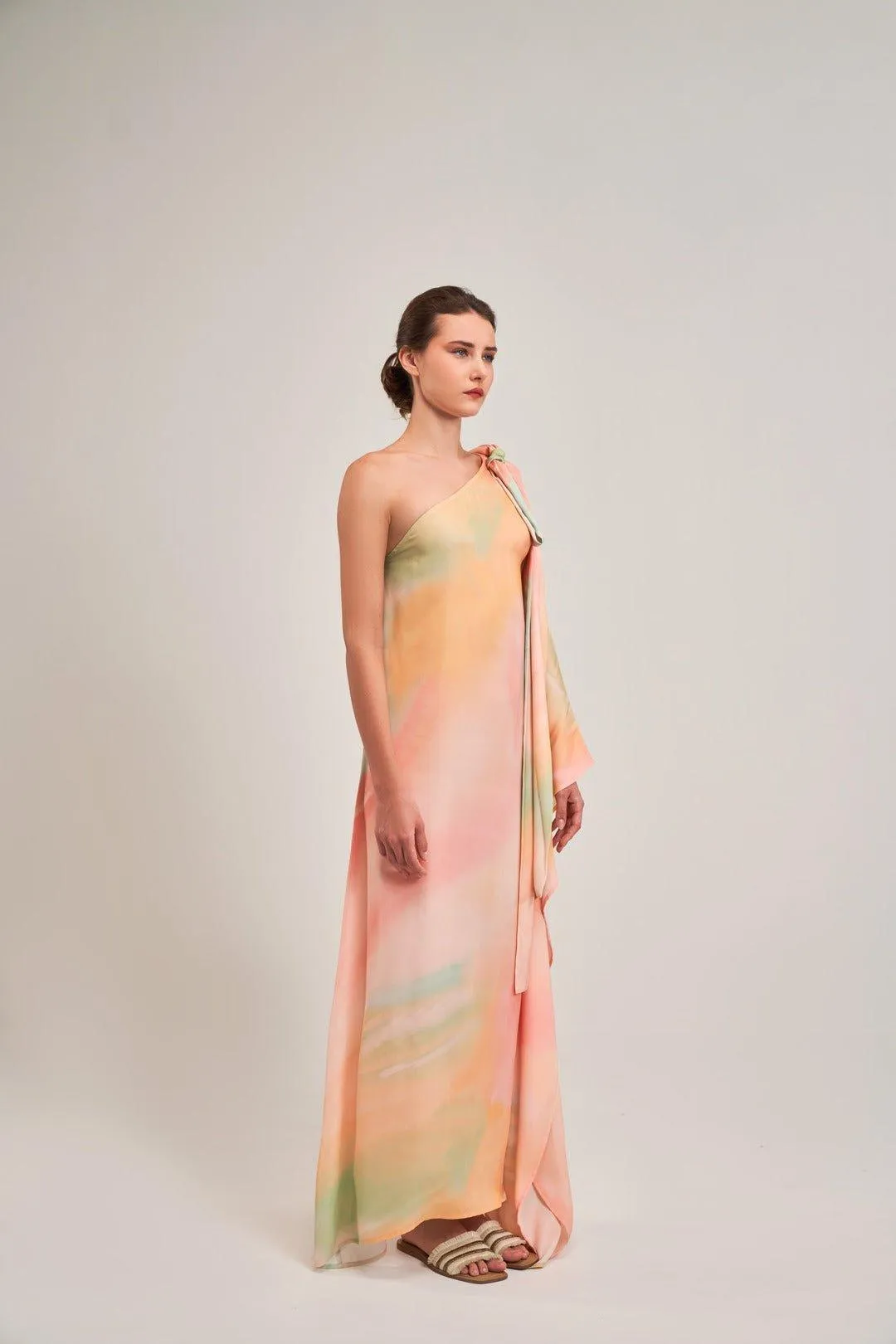 SUNSET ASYMMETRICAL TIE-UP DRESS