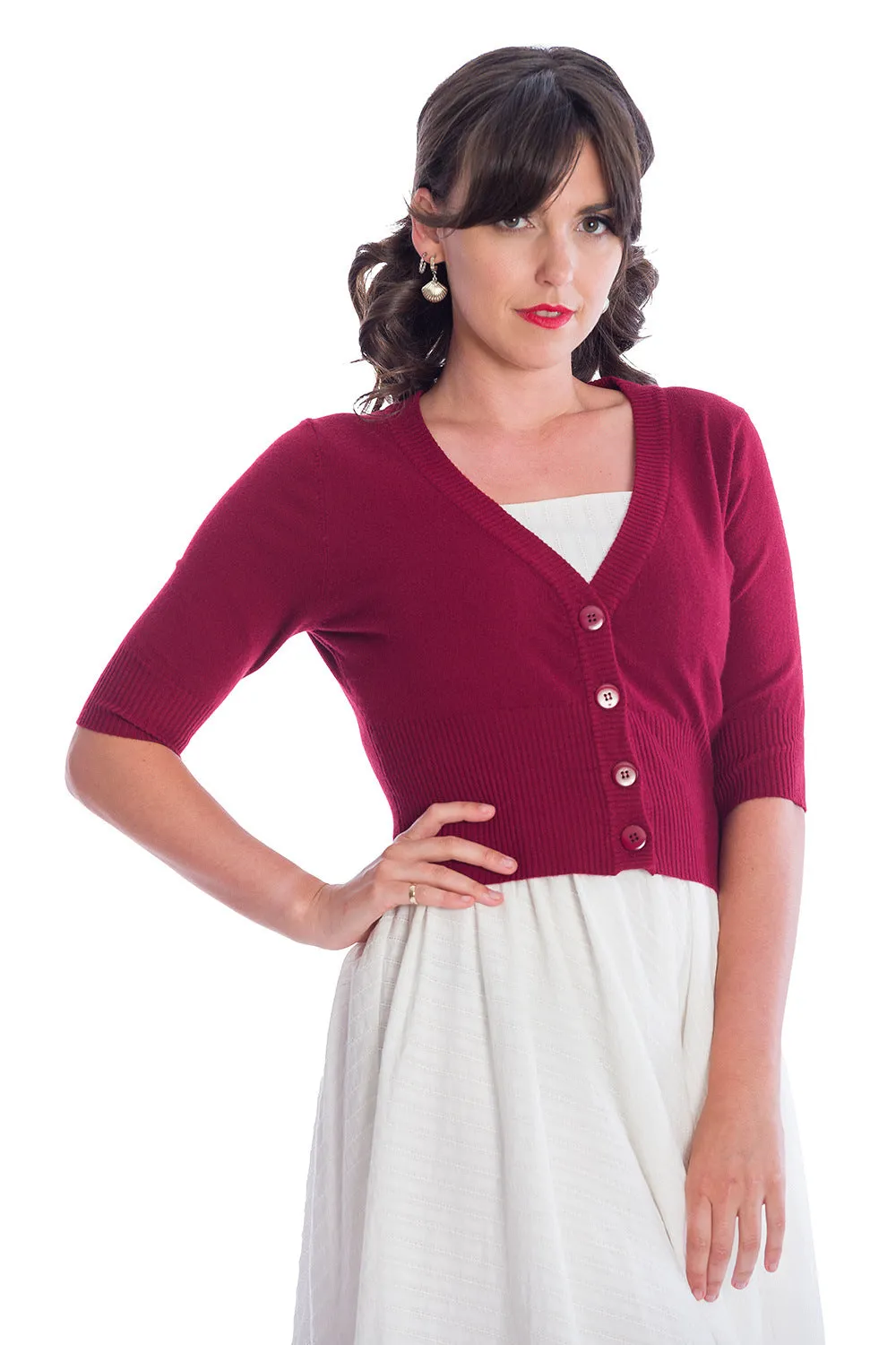 Sweet Dreamer Cardigan Dark Red by Banned