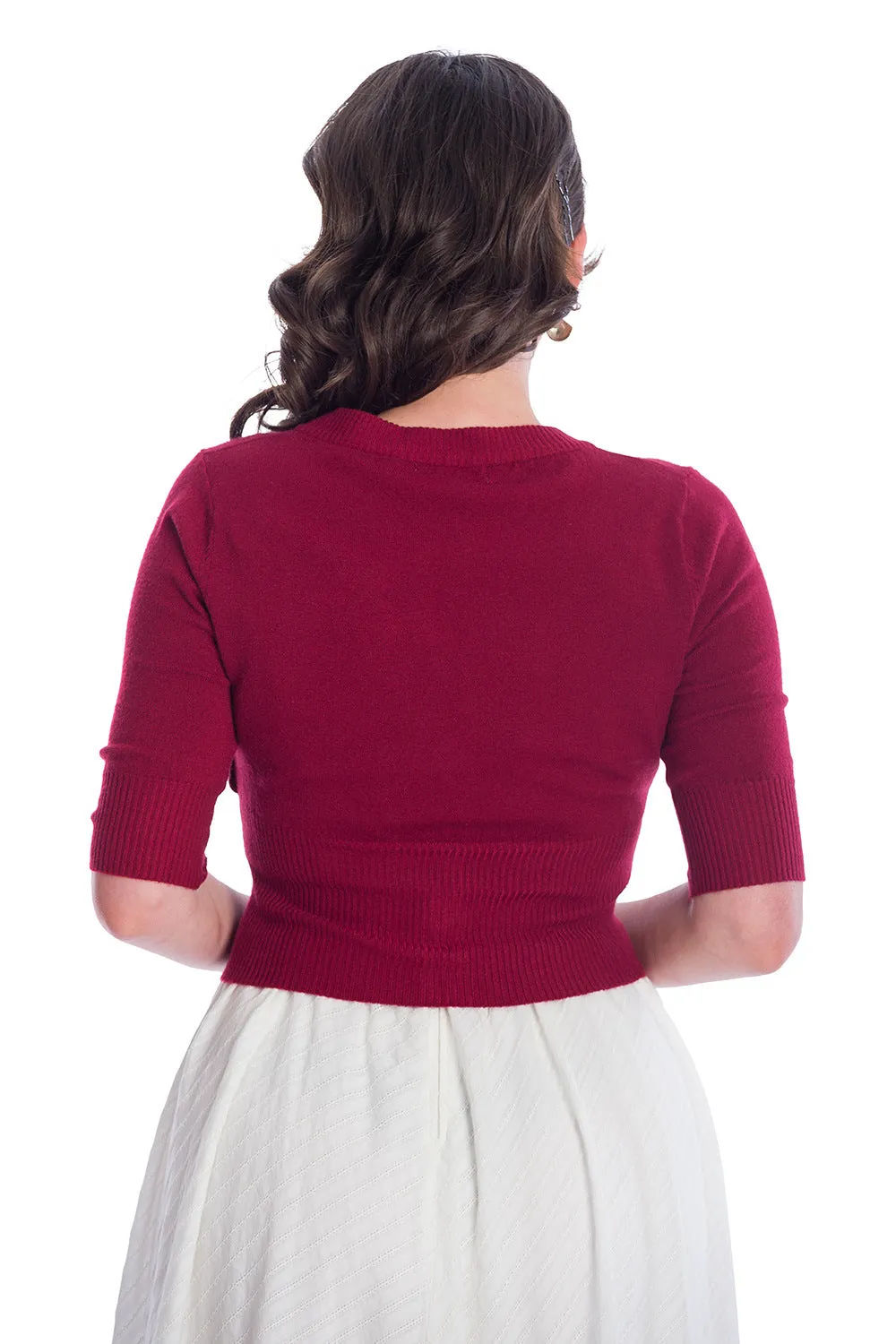 Sweet Dreamer Cardigan Dark Red by Banned