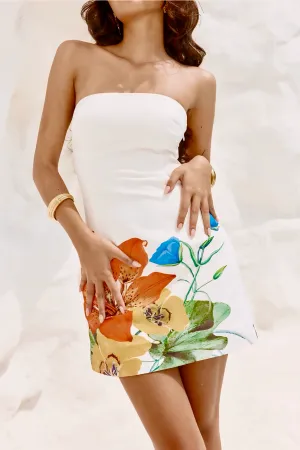 Tube Dress with Flower Prints