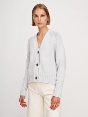 White   Warren Cotton Rope Cardigan in Pale Grey