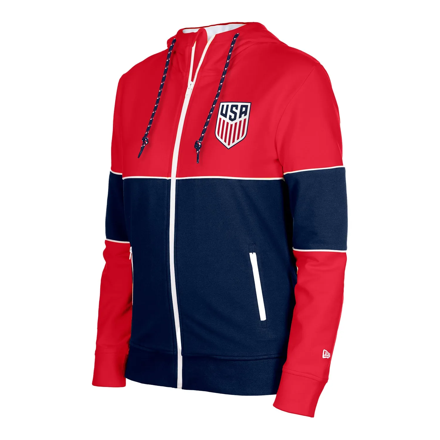 Women's New Era USMNT Full Zip Blocked Red Hoodie